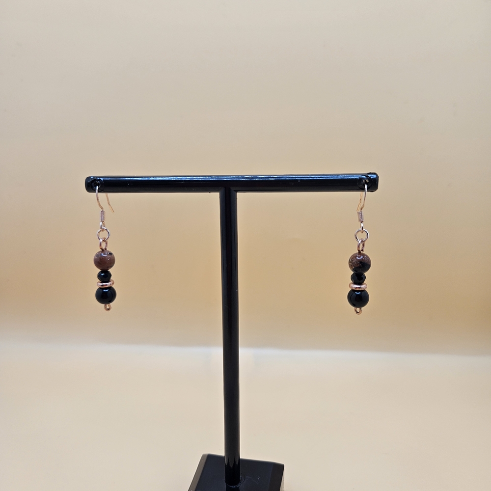 Chic Black and Brown Beaded Earrings